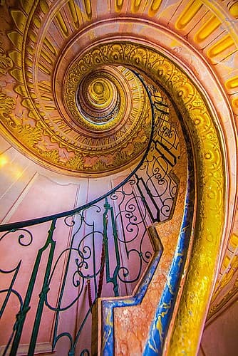 Europe-Austria-Melk Spiral staircase in the Monastery of Melk Art Print